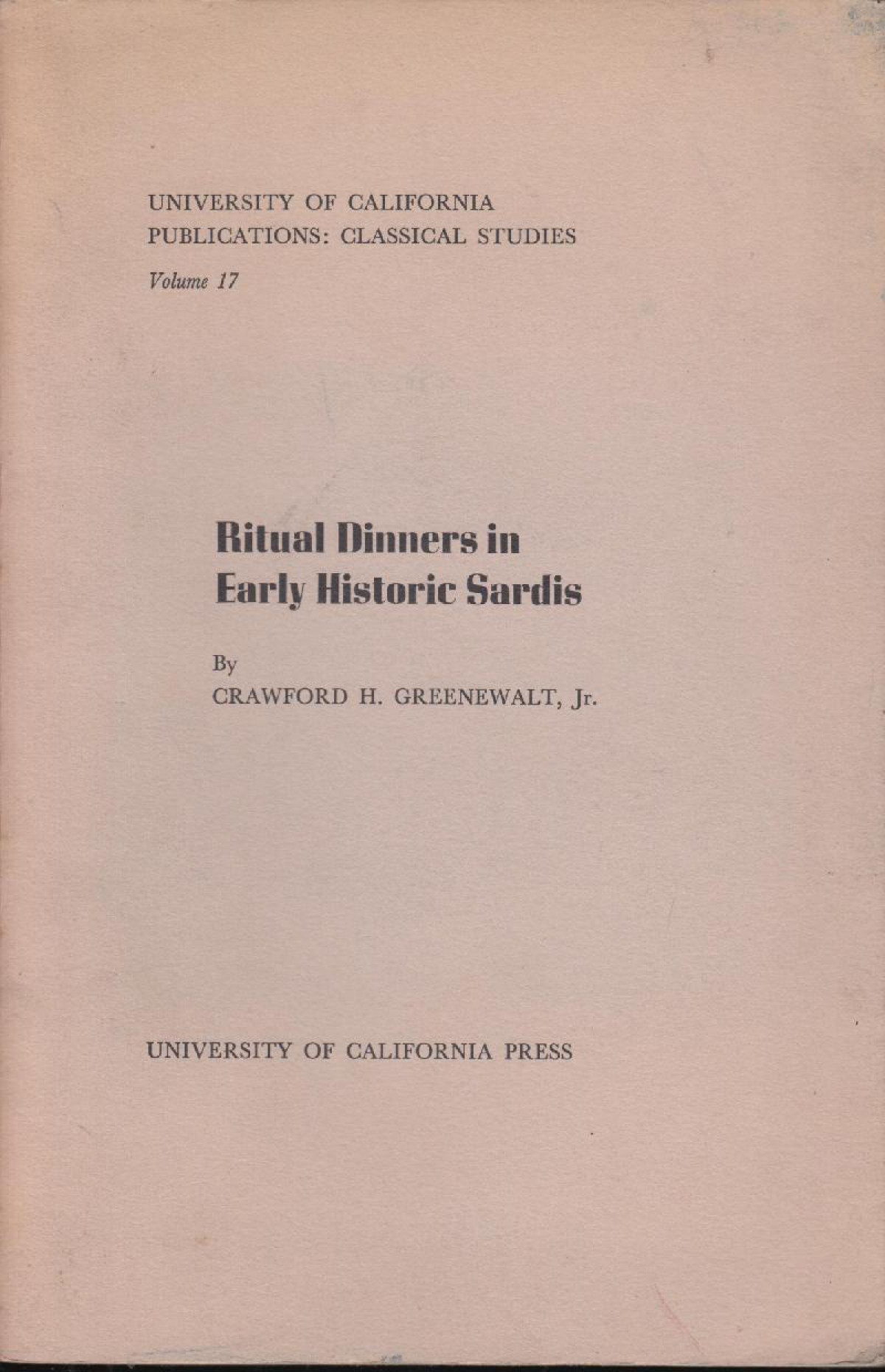 Ritual Dinners in Early Historic Sardis