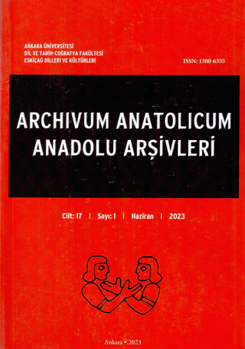 Archivum Anatolicum / Anadolu Arsivleri 17/1 - 2023