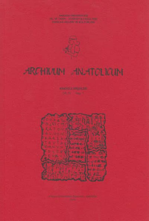 Archivum Anatolicum / Anadolu Arsivleri 13/1