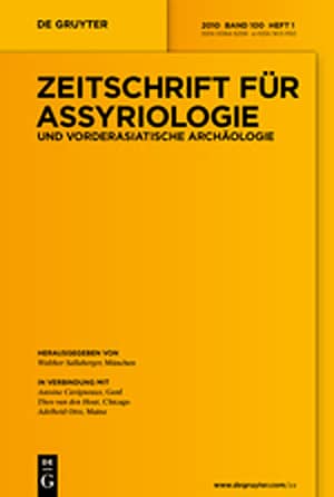 Zeitschrift fur Assyriologie und vorderasiatische Archaologie - 2011 Band 101 Heft 1