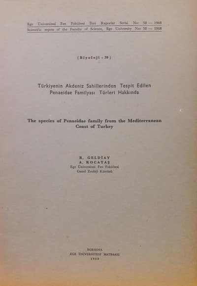 Turkiyenin Akdeniz Sahillerinden Tespit Edilen Penaeidae Familyasi Turleri Hakkinda