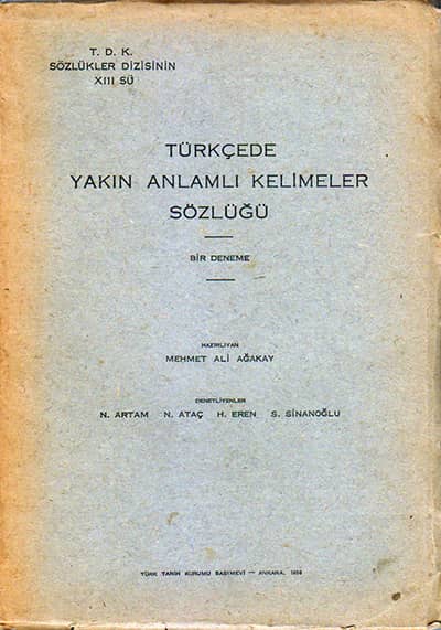 Turkcede Yakin Anlamli Kelimeler Sozlugu